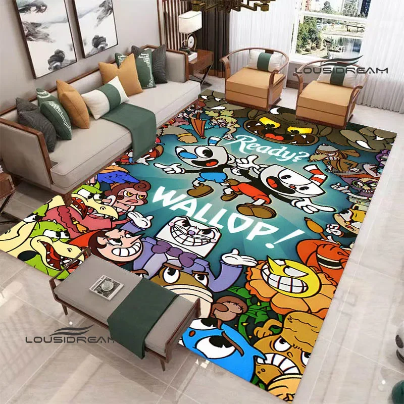 Cuphead cartoon Printed carpet non-slip carpet bedroom decor outdoor rug Yoga mat bedroom decoration birthday gift