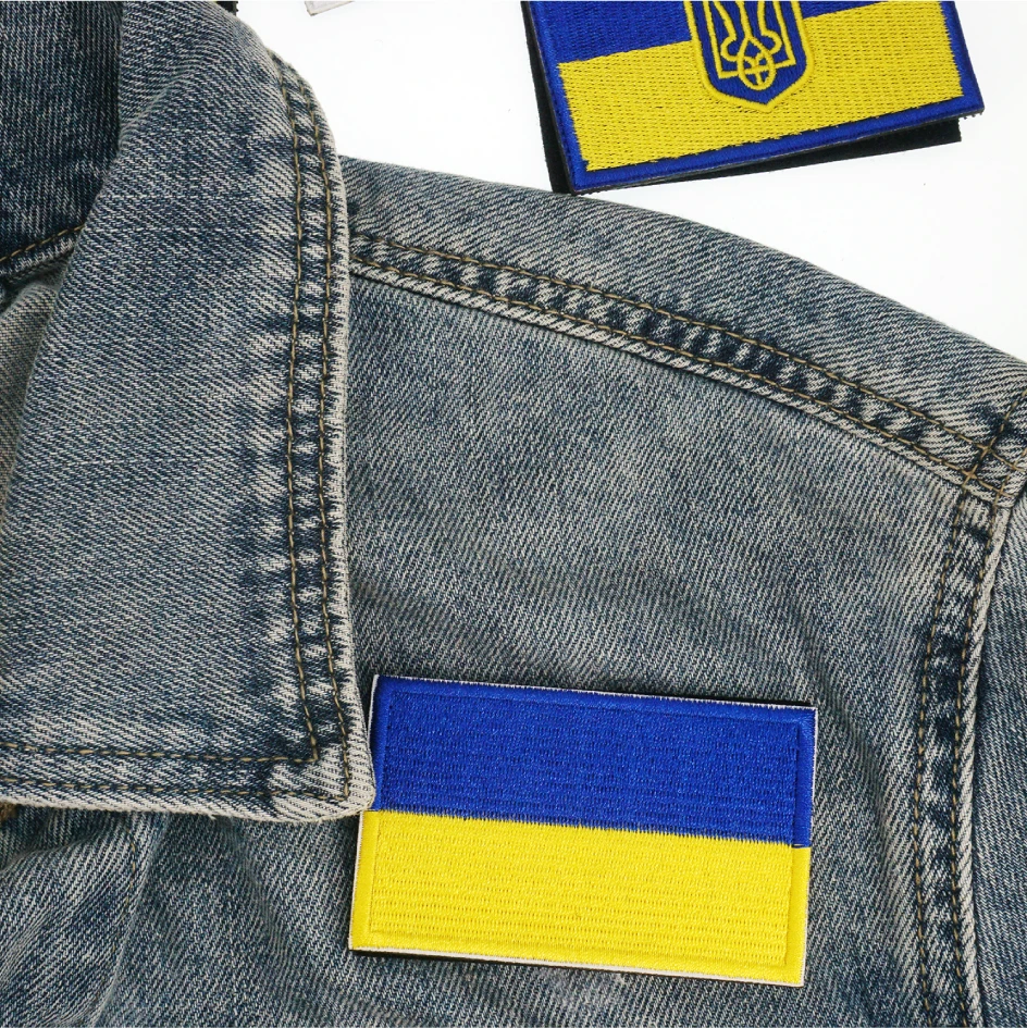 5/1 Stück bestickter Aufnäher mit ukrainischer Flagge, Ukraine, Klettverschluss, Schulterabzeichen, Applikation für Kleidung – Detail 3