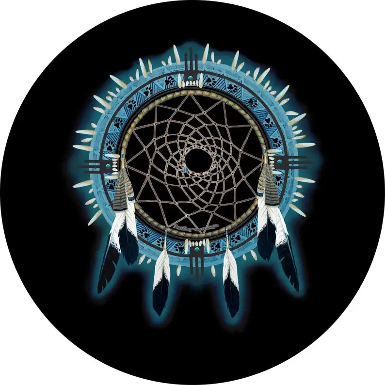 

Dream Catcher Spare Tire Cover ~ ALL Sizes available in menu~ Camera opening option in Menu ~ Heavy Duty Tire Protector