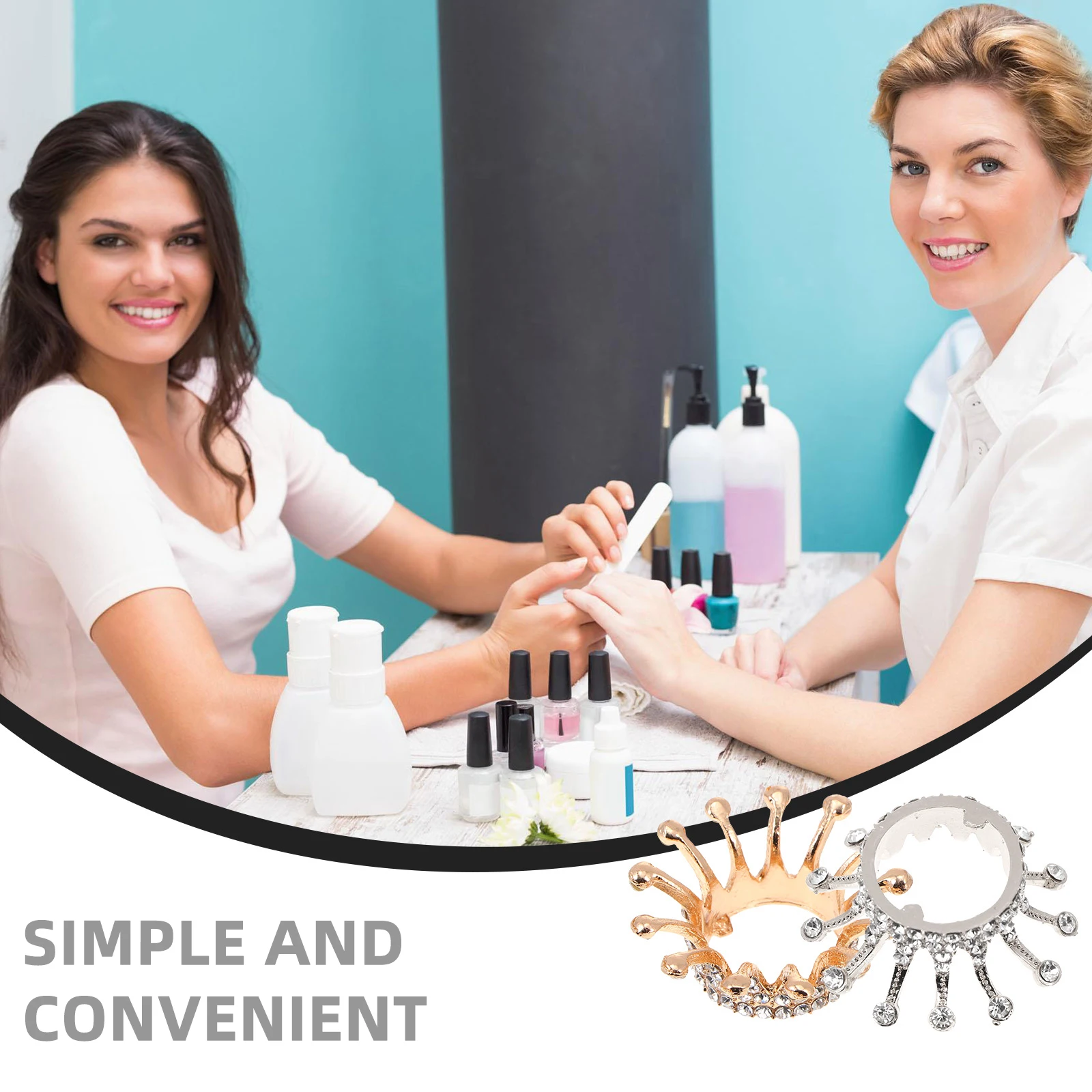 

2pcs Crystal Pen Jar Dishes Nail Art Bowls Crown Shaped Brush Rack Manicure Accessories Organizer Vintage Style Nail Beauty