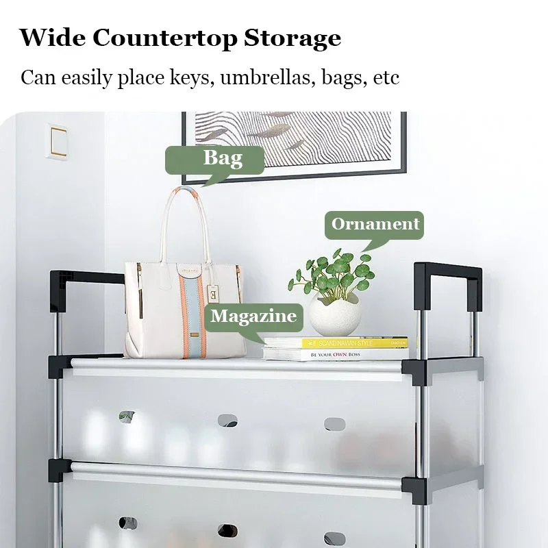 Simple Multilayer Shoes Rack DIY Assemble Space-Saving Shoe Cabinet With Dustproof Diaphragm Household Organizer Storage Stand