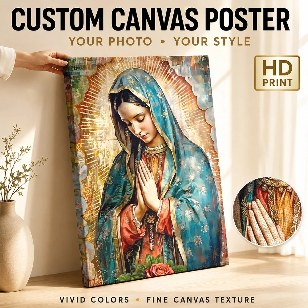 Virgin of guadalupe Canvas Poster Personalized Modern Aesthetic Wall Art for Dining Room Decor Ready to Hang Housewarming Gift
