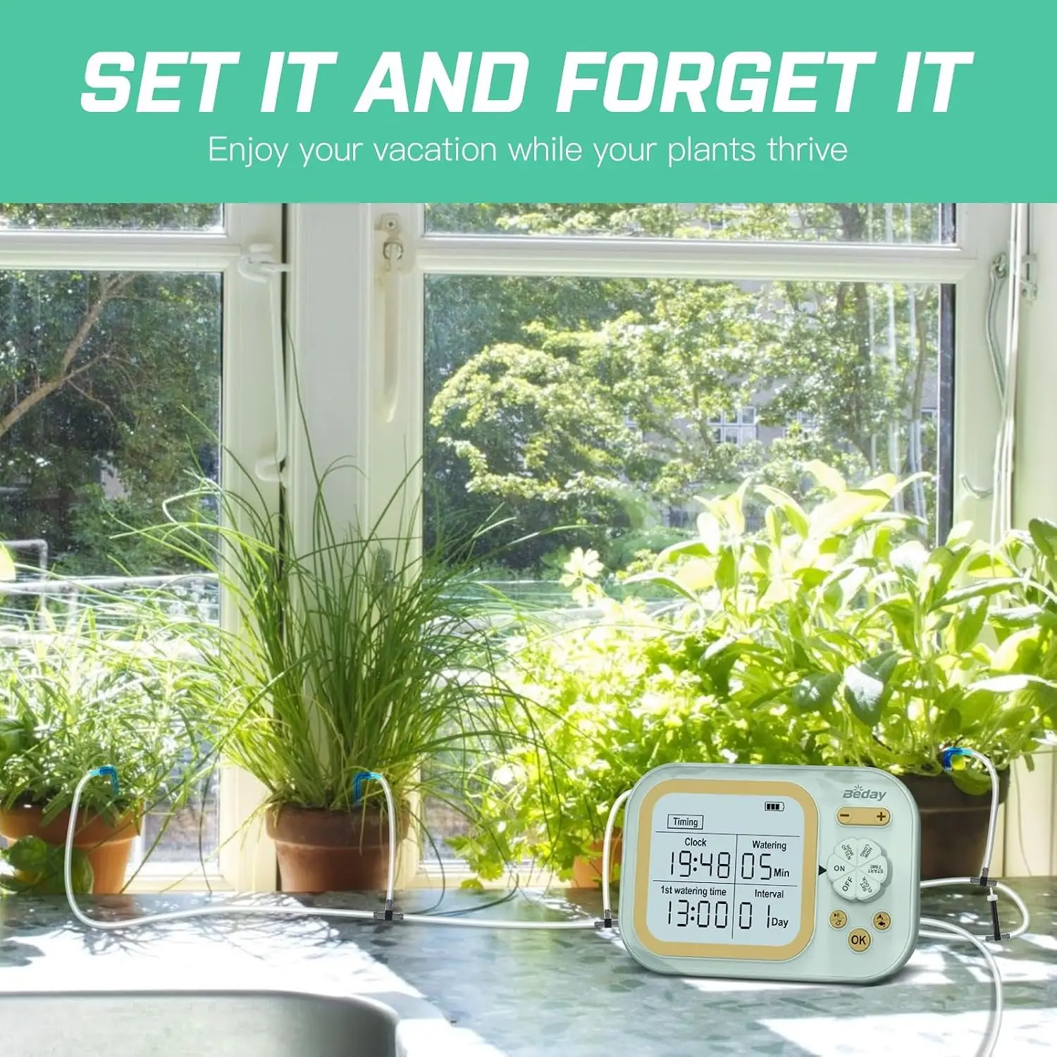 Auto Plant Watering System for 15 Pots, 2-Pack, Smart Humidity Detection, Programmable Timer - view 6