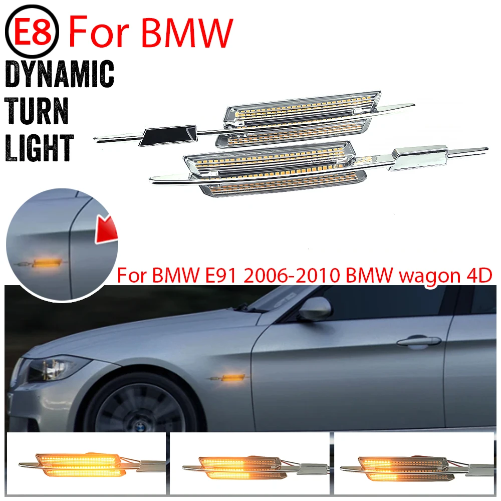 2 قطعة LED الديناميكي بدوره إشارة مؤشر ضوء الجانب ماركر مصباح صالح لسيارات BMW E60 2004-2010 BMW سيدان 4D أضواء العنبر