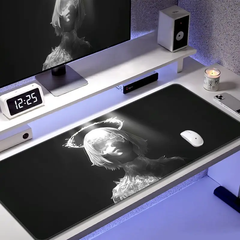 Gothic Style Dark Angel Waves Rubber Mouse Pad Gaming Large Small Laptop Deskmat Keyboard Mat Stitched Edge Non-Slip Desk Pad