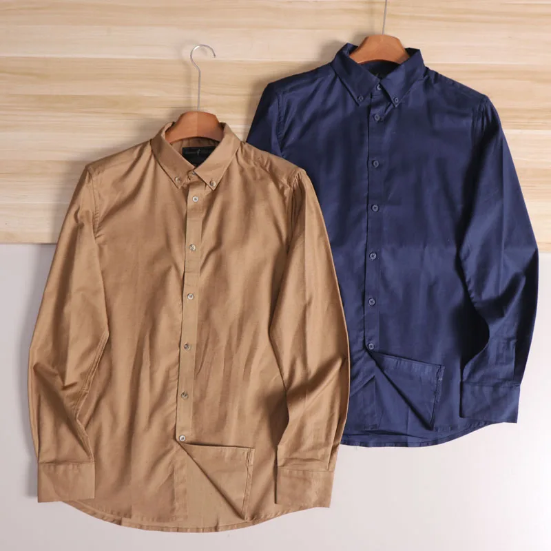 

Приятная для кожи мужская повседневная одежда Long Sve irt Clean Color, универсальная весенне-осенняя модная подставка на пуговицах, чистый цвет