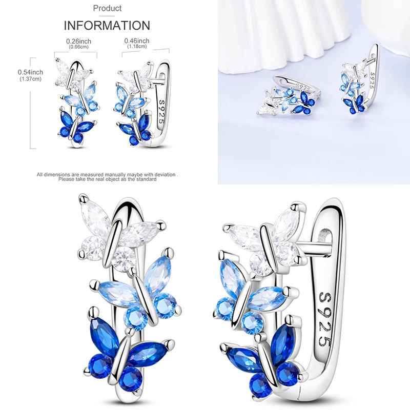 925 Sterling Silber Creolen Schmetterling Regenbogen Blume Tulpe Iris Lila Hängeohrringe Schmuck Geschenk für Frauen Mädchen – Detail 18