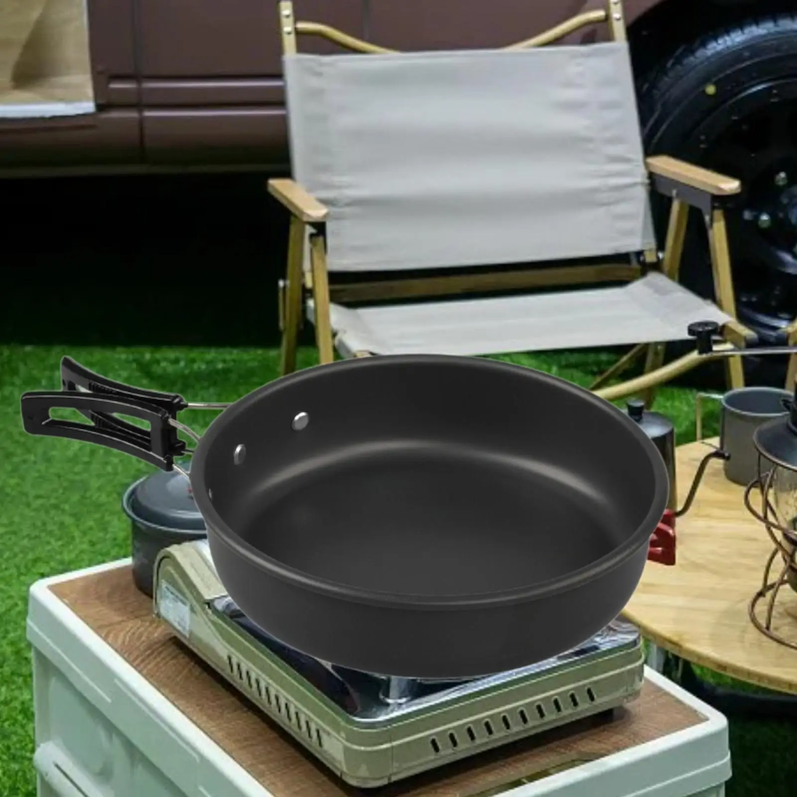 Camping Frying Pan Nonstick Aluminum Alloy Cookware Easy Clean for Outdoor Picnic Hiking Camping Kitchen