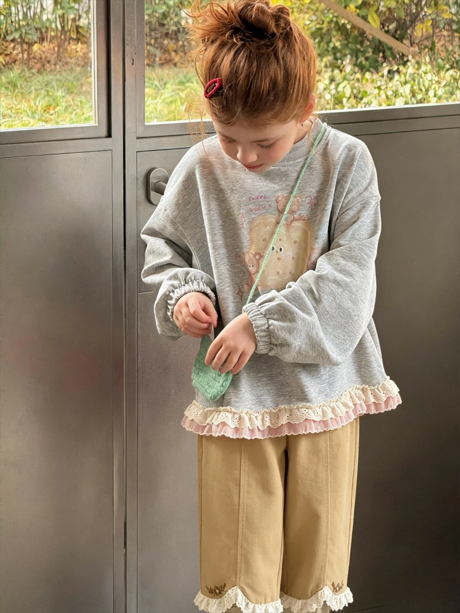 Cotton Spring Fall Girls New Versatile Baby Casual Stylish Long Pants Young Girls Wide Leg Pants Trendy