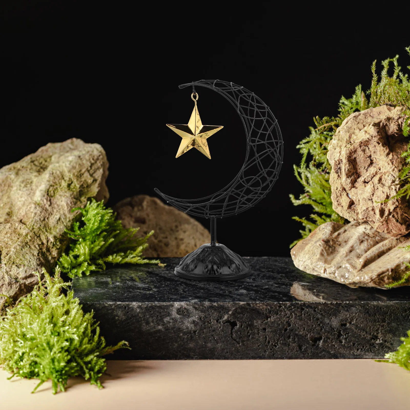 

1pcs Hollow Moon Metal Decoration Iron Art Ornament For Living Room Cabinet Eid Mubarak Ramadan Festival Home Decor Accent