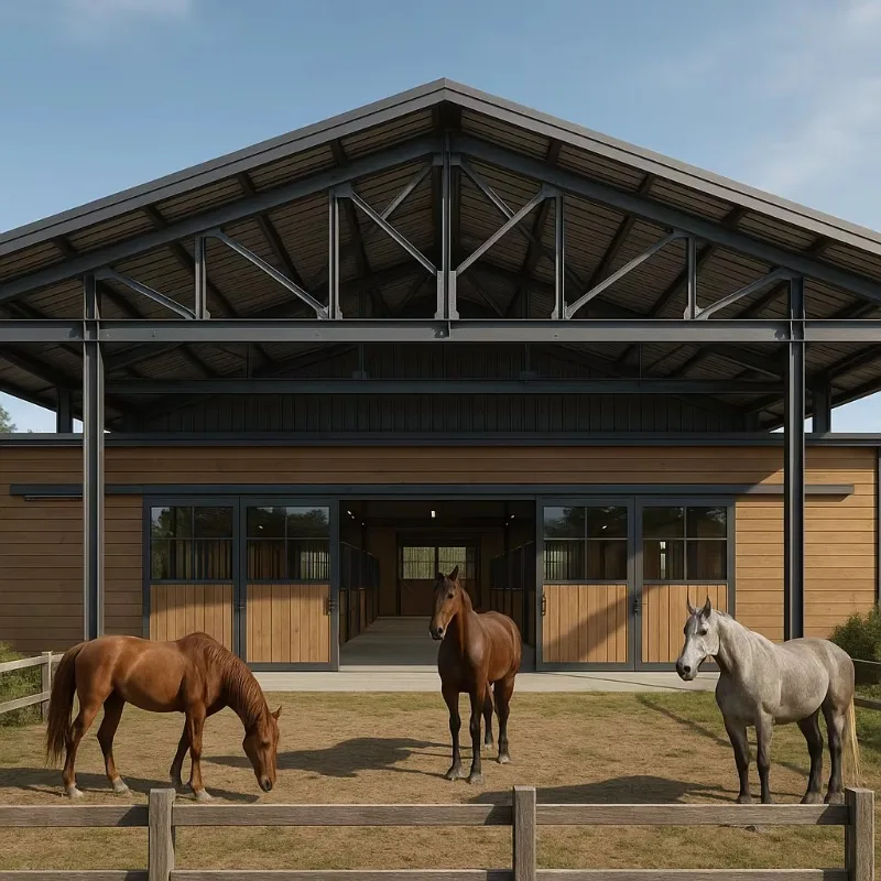 Customization Prefabricated Steel Structure Horse Stable for Equestrian Center and Ranch