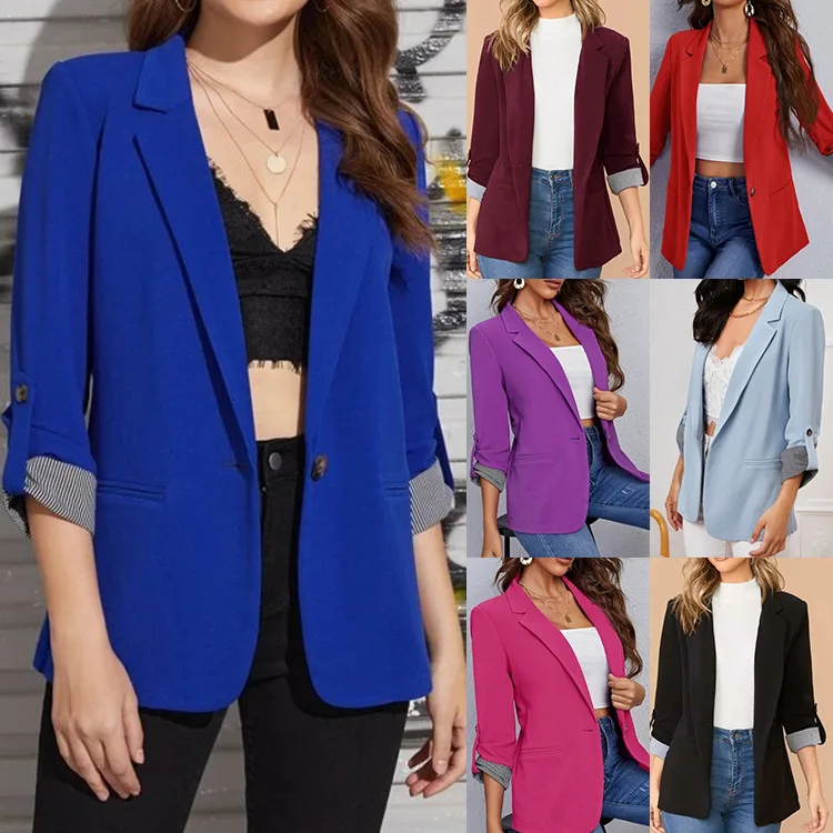 

2025 Women's Blazer Casual Coats Fashion Cardigan Temperament Office Elegant Black Elegant Casual Suit