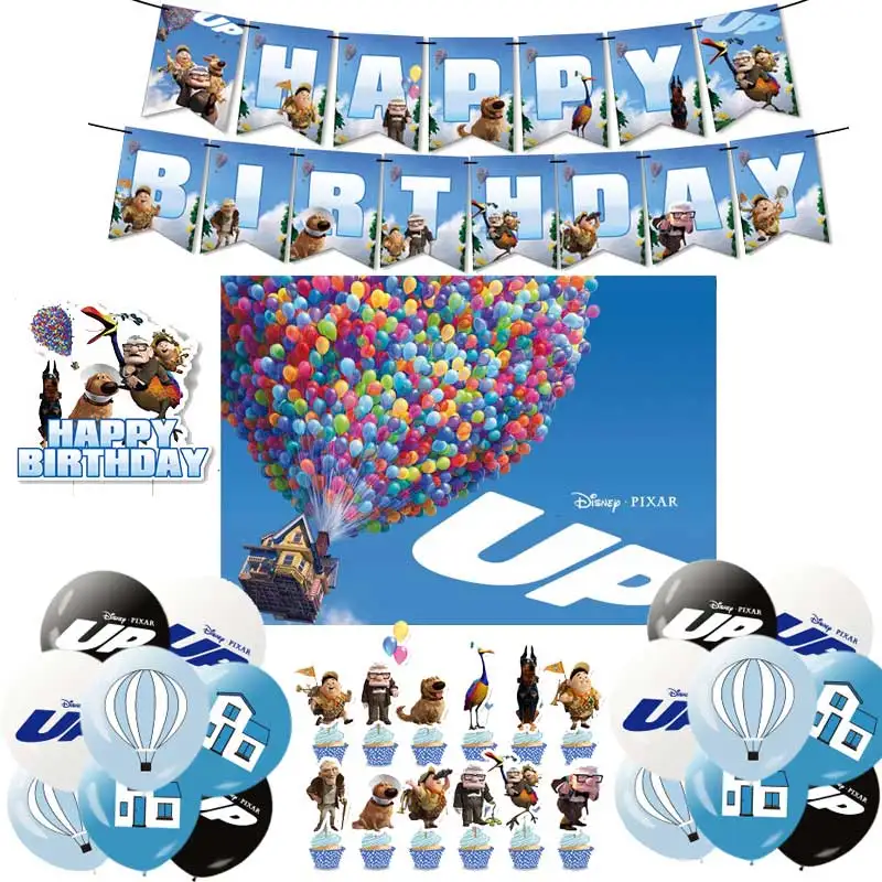 

Disney UP Theme Birthday Party Supplies Carl Russell Feiwu Balloon Flag Cake Topper Baby Shower Wed Decor Home Garden Backdrop