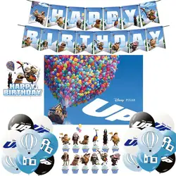 Disney UP akcesoria z motywem przyjęcia urodzinowego Carl Russell Feiwu balon flaga ozdoba na wierzch tortu Baby Shower Wed wystrój domu ogród tło