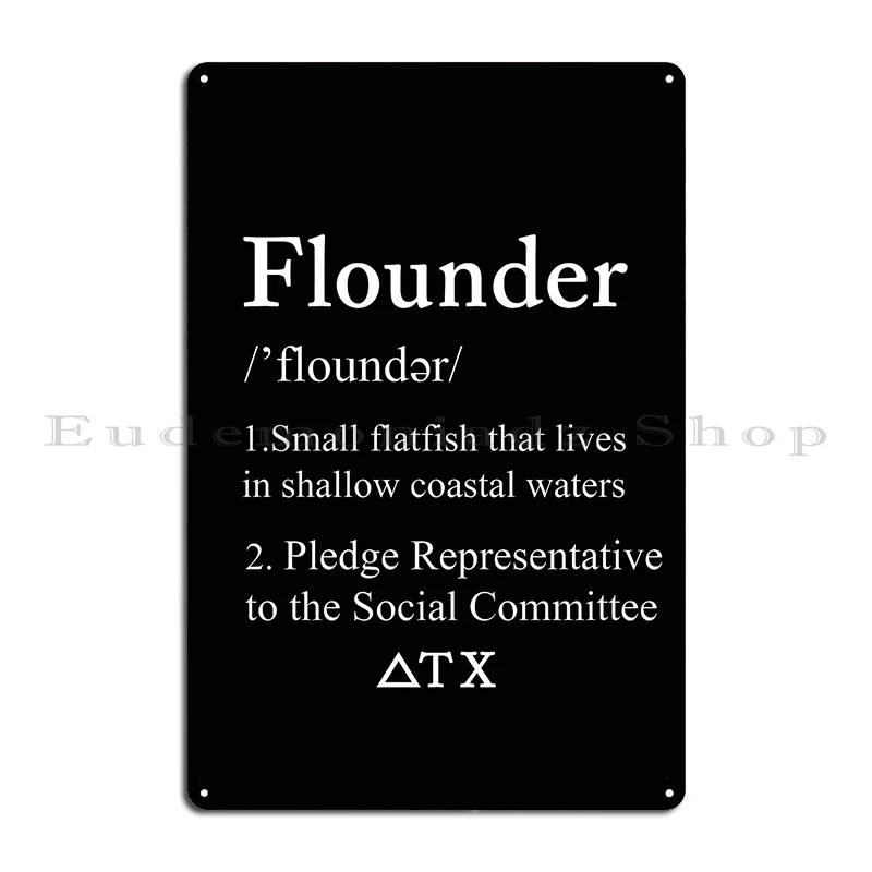 Flounder Metal Sign Bar Iron Wall Cave Wall Decor Create Tin Sign Poster