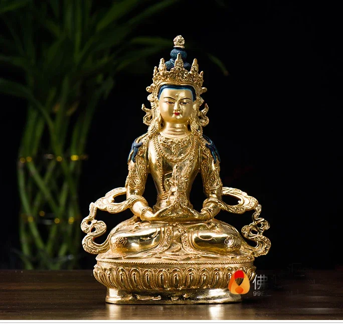 TOP GOOD  buddha statue wholesale # 21cm # HOME family Talisman # Buddhism full Gilding gold Amitayus Buddha brass statue