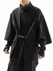 WHYWORKS-Bata taoísta negra de estilo ninja, 3m scotchgard, chaquetas ligeras impermeables, abrigo KIMONO, ropa de tecnología, ropa oscura, 19SS