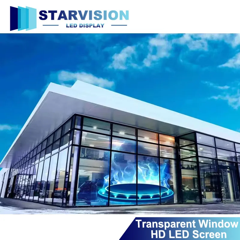 Full Color LED Transparent Grid Screen High Transparency Glass Window Display For Shopping Mall