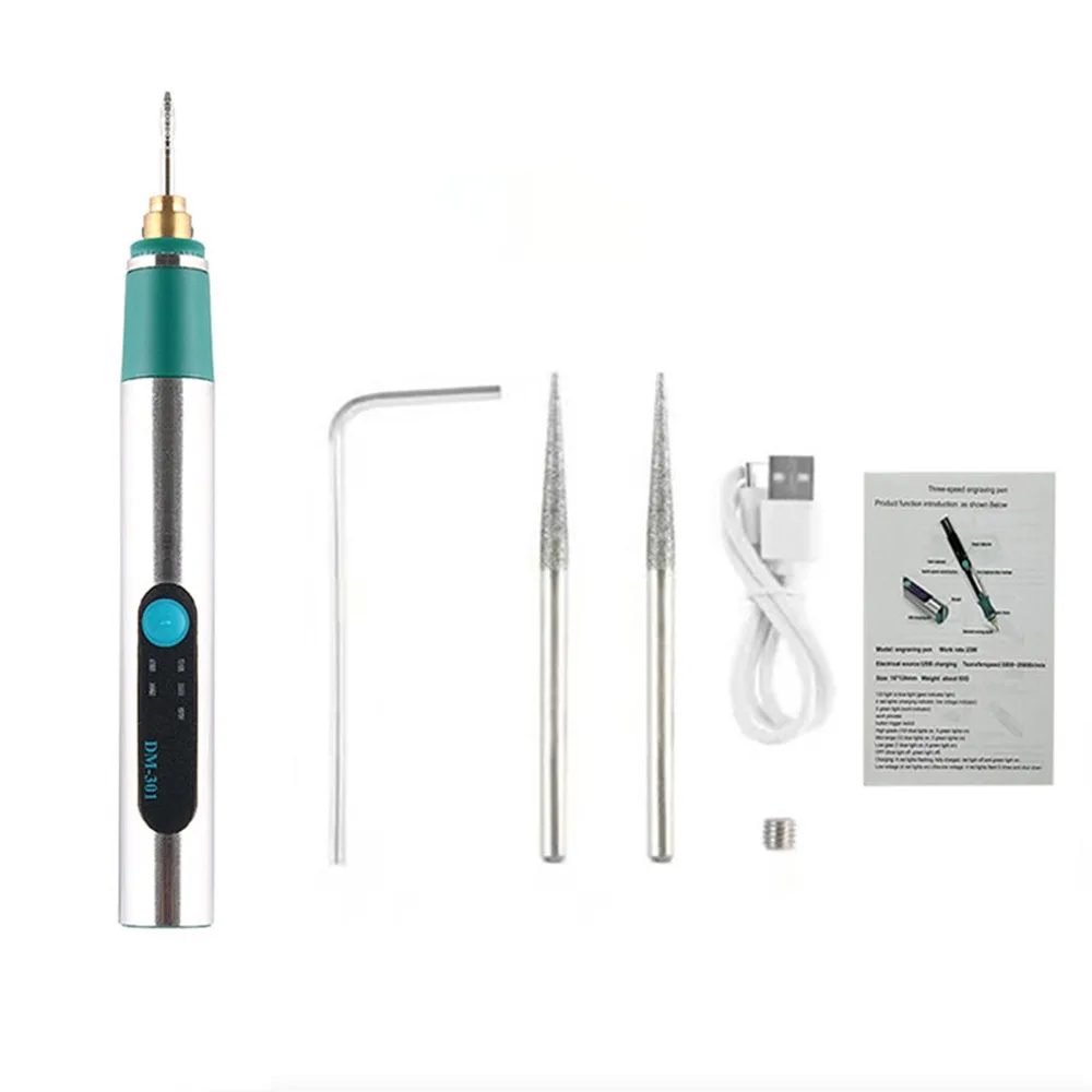 New DIY Carving Tool Electric Engraver Pen Handheld Rechargeable Jewelry Engraving Machine Anti-Slip Etching Pen for Metal Glass