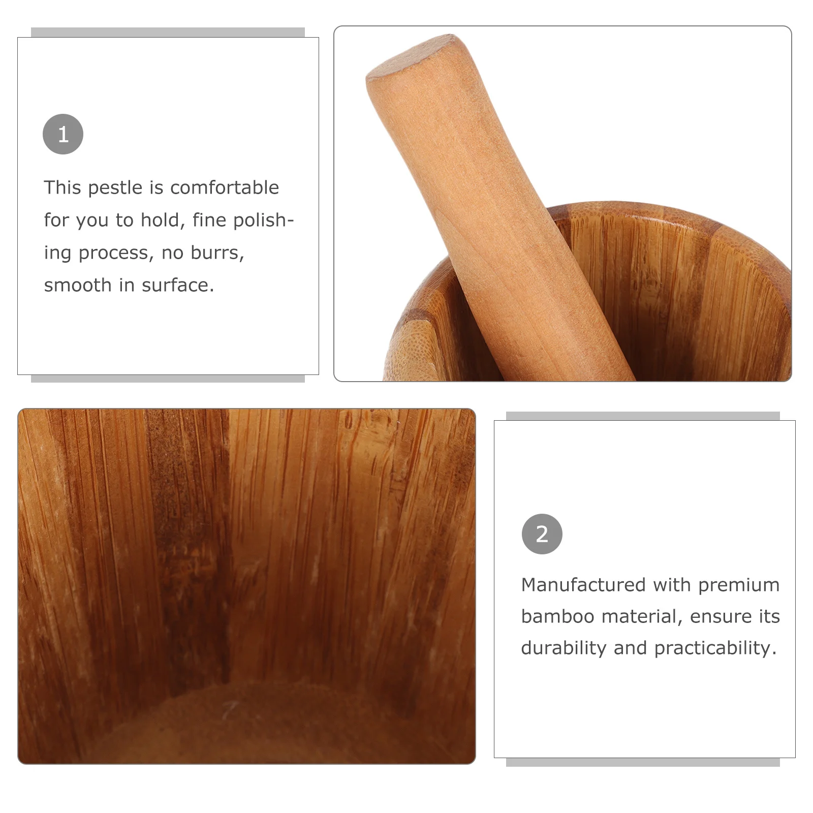 

Bamboo Garlic Grinding Bowl With Pestle For Spices Herbs Nuts Ginger Manual Masher Kitchen Essentials Tool