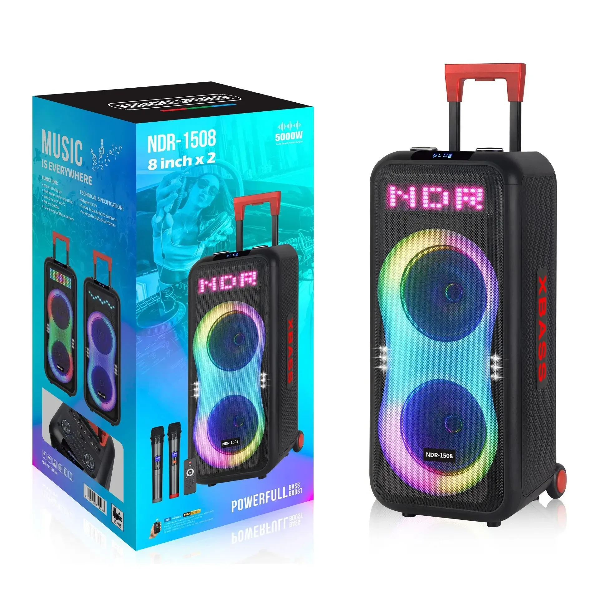 Suitable For NDR 8-inch Dual Speaker Lantern Outdoor Bluetooth Square Dance Battery Speaker Mobile Trolley Portable