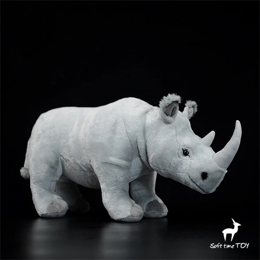 

White Rhinoceros High Fidelity Anime Cute Plushie Rhino Plush Toys Lifelike Animals Simulation Stuffed Doll Kawai Toy Gifts Kids