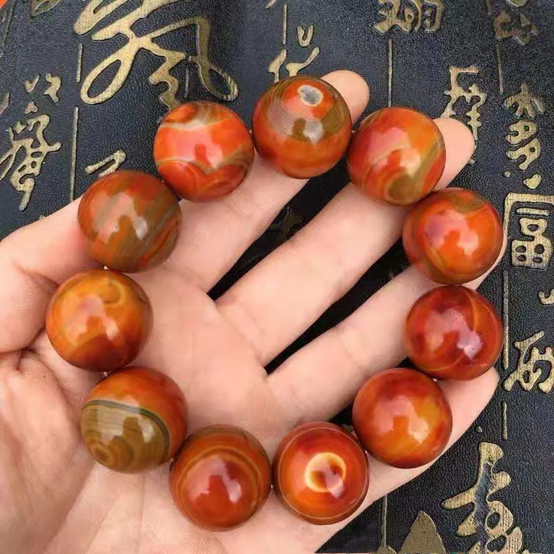 Factory Wholesale Warring States Red Agate Jade round Beads Men's Atmospheric Jade Jadeware Live Supply Bracelet