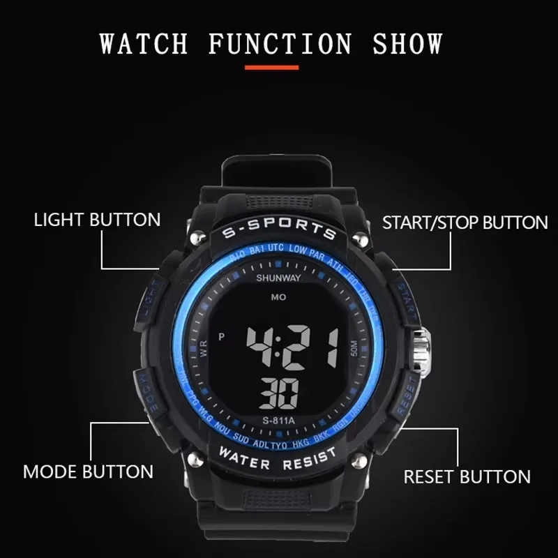 UTHAI CE34 sports digital men's watch electronic clock watch 50 meter waterproof watchs night light stopwatch clock gift