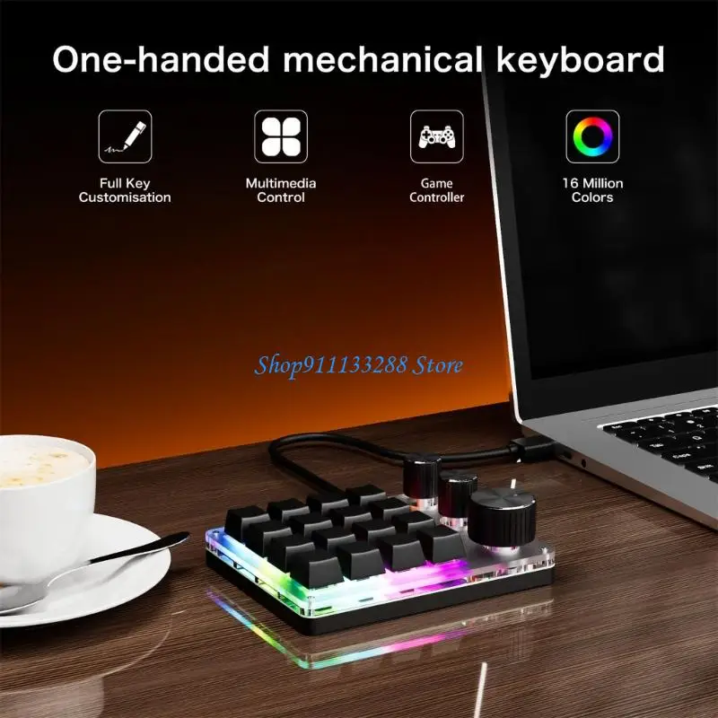 

G88D USB Programmable Keypad 16Keys 3 Knobs Wireless with Detachable Cable