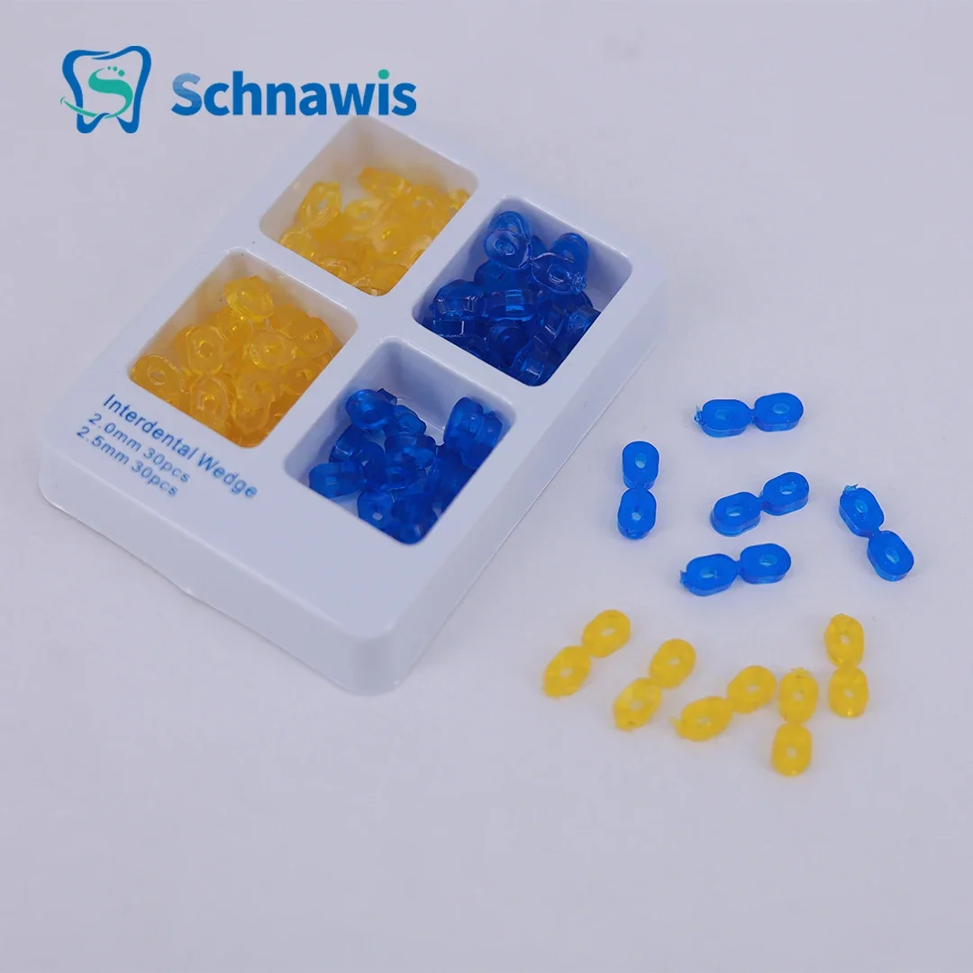 60Pcs/Box Dental Elastic Wedges Rubber Fixing Wedges 2.0/2.5 MM Matrix Matrices Dam Composite Tooth Seperator Tools