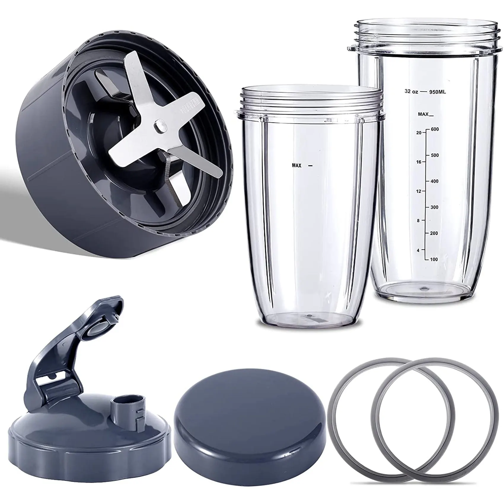 Blender Replacement Parts for NutriBullet Blenders 600W/900W/PRO - Extractor Blade & 32Oz Huge Cups & 24Oz Huge Cups