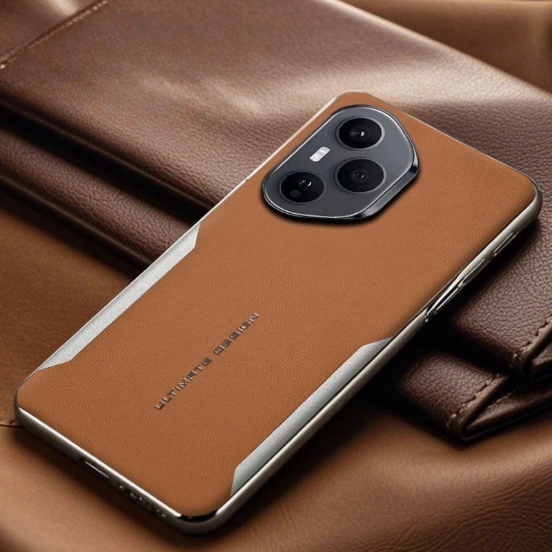 Handyhülle aus gespleißtem Leder mit Überzug für Honor 400 Pro, stoßfeste, weiche Silikonrahmen-Rückseite für Honor 400Pro Business Shell