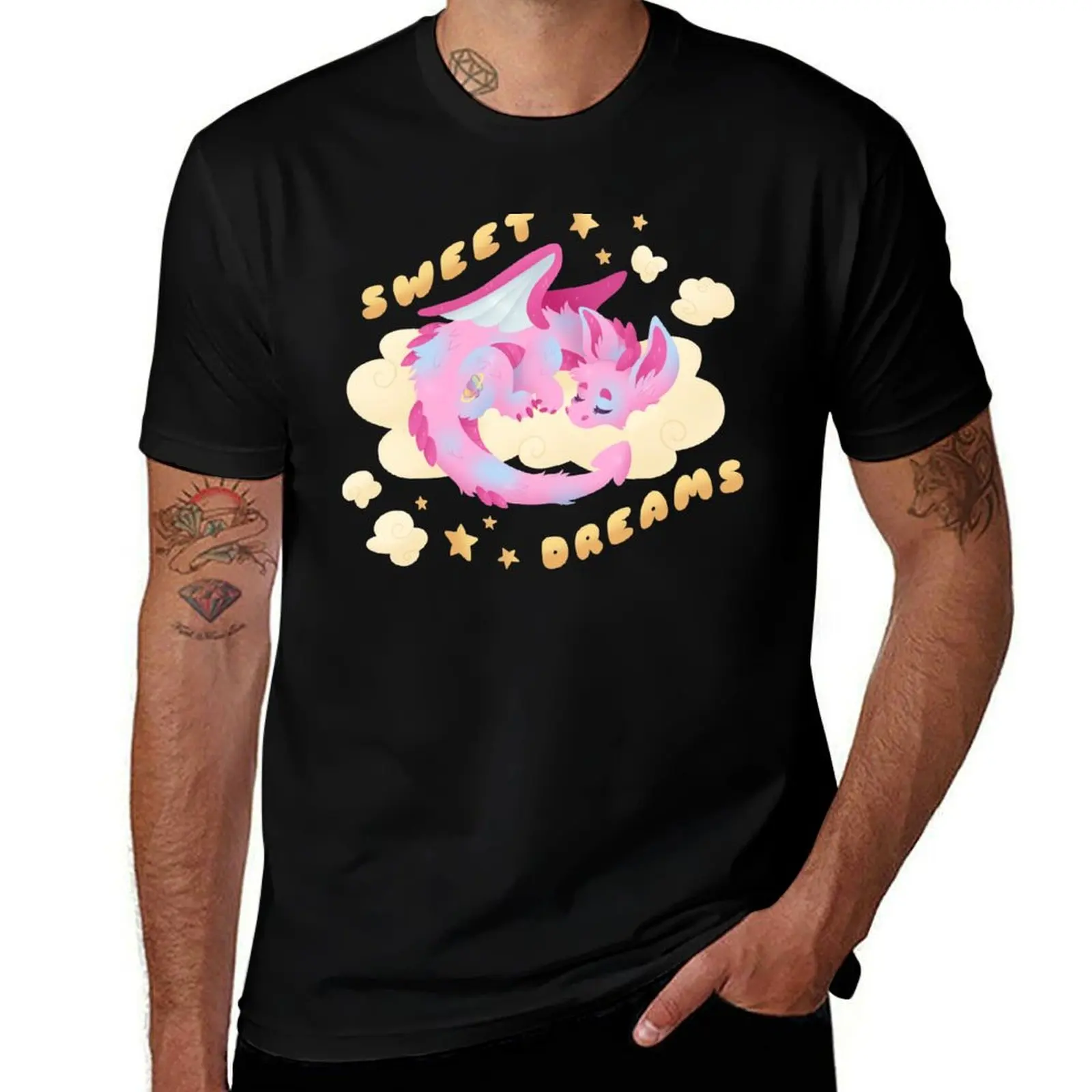 Sweet Dreams, Whimsy Dragon T-Shirt customs design your own cotton graphic tees Short sleeve tee men