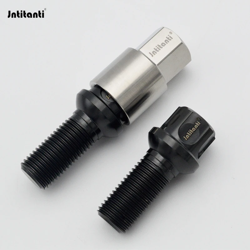 Jntitanti 10.9 Grade Anti-theft Gr.5 Titanium Alloy Ti-6Al-4V Wheel hub Bolts With key M14*1.5 length 28/30/35/40mm For VW AUDI