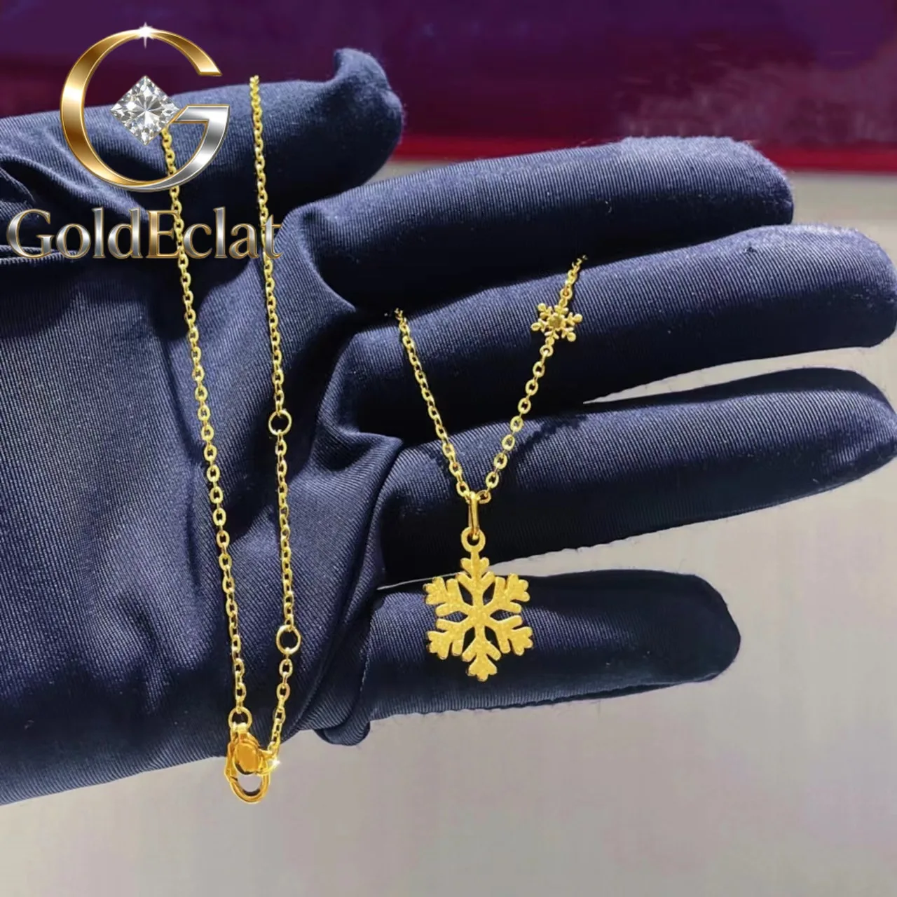 

Ожерелье GoldEclat Luxury из чистого золота 9999 пробы (24K) с подвеской в виде снежинки для женщин, элегантная цепочка на ключицу