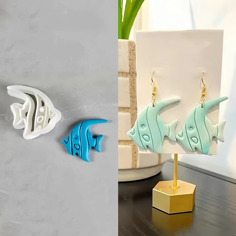 Gebogener Bleistift/Ballon Hund/Gitarre/Tropischer Fisch/Cowboyhut geformte Tonformen Ohrringe Herstellung von Polymer-Ton-Schneidern Schneidformen – Detail 7