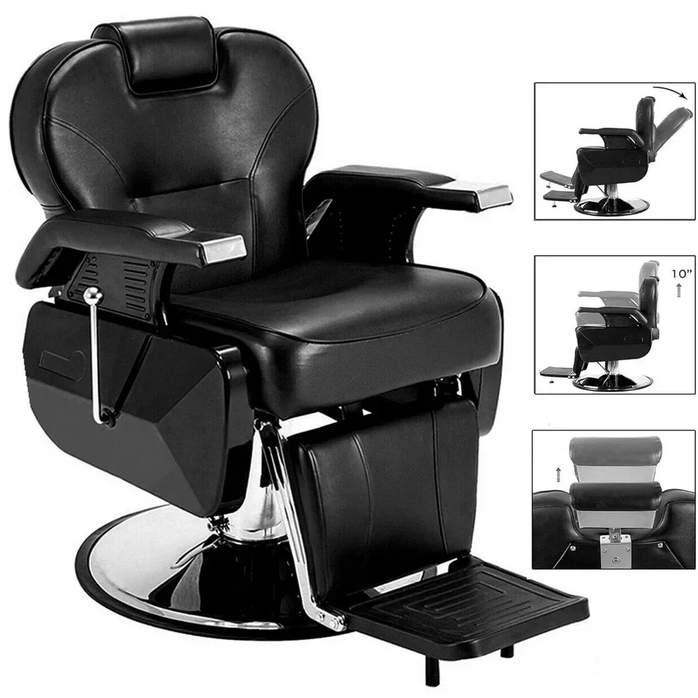 

Black Barber Chair Heavy Duty Reclining Hydraulic Professional for Salon/Barbershop/Hair Stylist