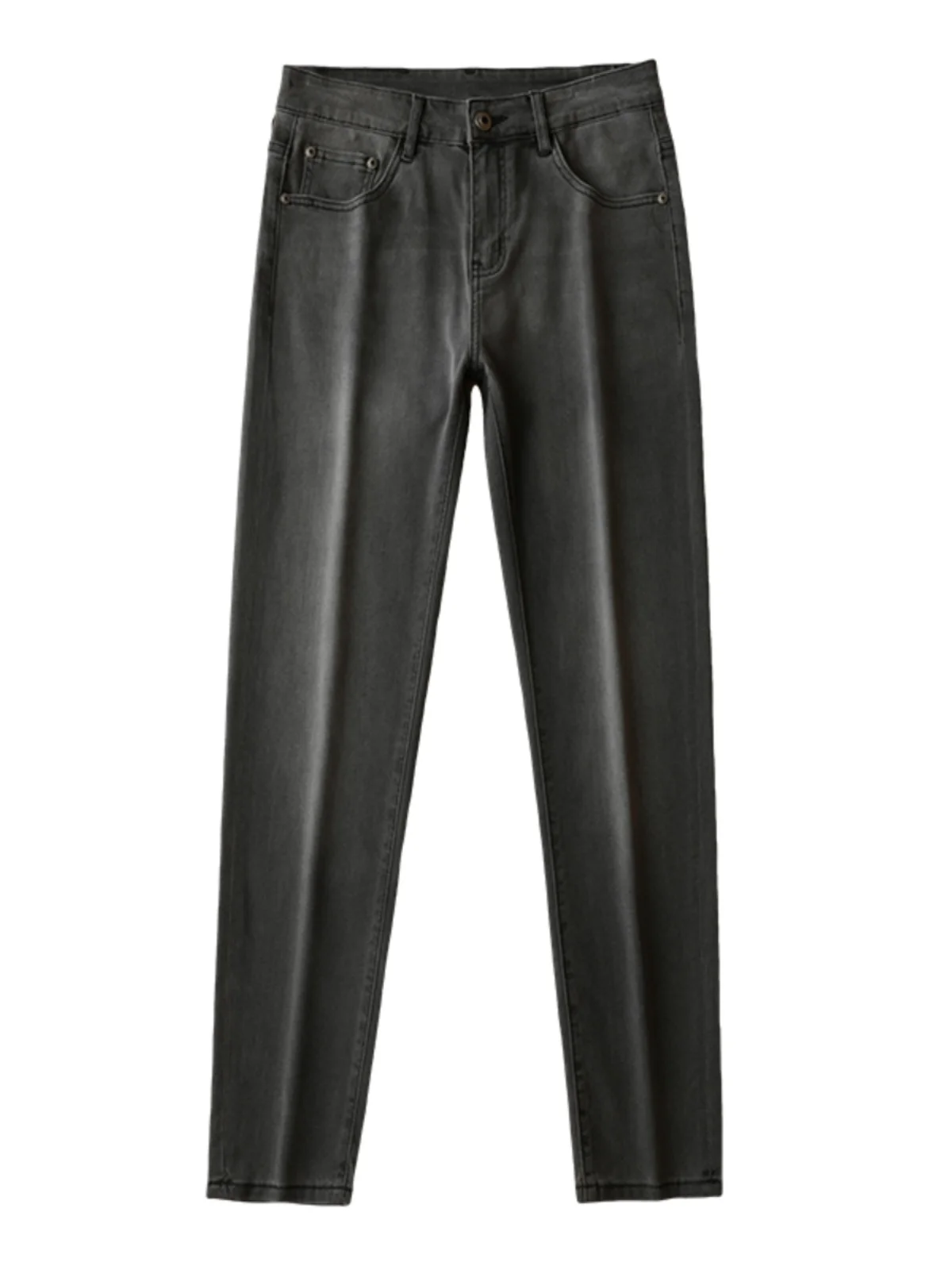 

Spring New Arrival High-End Nana Grey Men's Slim Fit Straight Leg Nine-Piece Jeans Elastic Youthful Style Mid-Waist Zipper