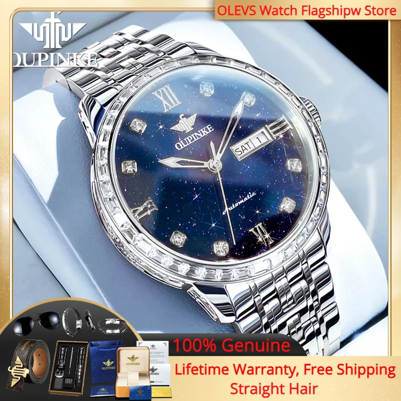 

OUPINKE 3241 Men Watch Genuine Luxury Original Automatic Watch Men Mechanical Watch Fashion Starry Sky Waterproof Watch Men Gift