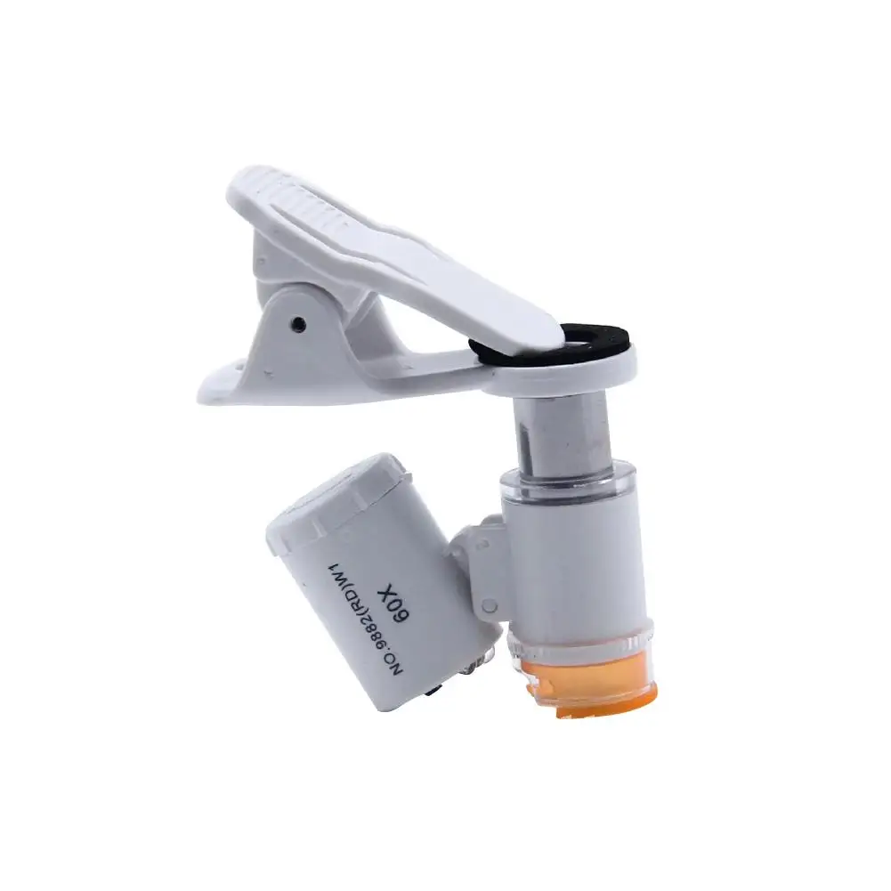 Universal Clip Mobile Phone Microscope Magnifier Portable 60X LED UV Light Jewelry High Magnification Magnifying Glass