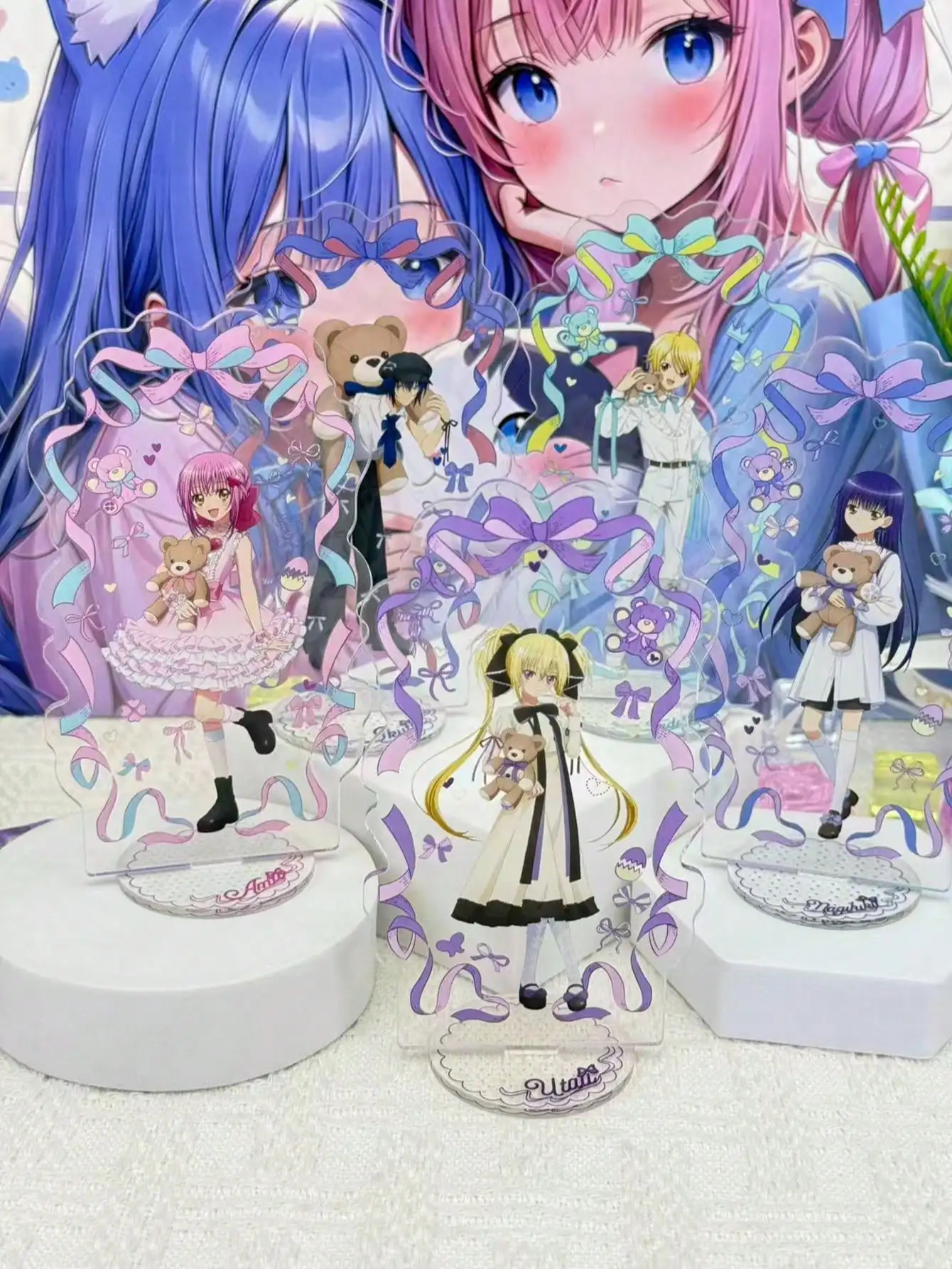 Soporte de acrílico con diseño de anime, soporte para exhibir figuras de personajes adorables, artículo de merchandising de manga, soporte coleccionable, decoración de escritorio, regalo para niñas.