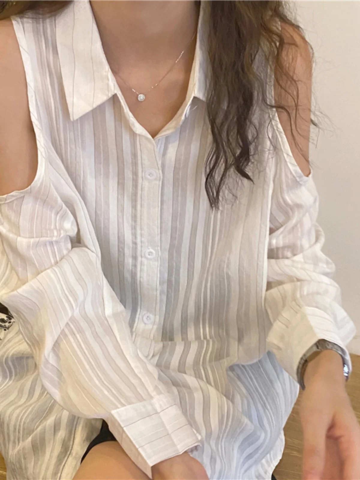 فضفاض البول بئر طويل Sve المرأة irt الصيف تصميم الكورية Sle مستقيم قطع متجدد الهواء طويل طول التعرض الأعلى #1