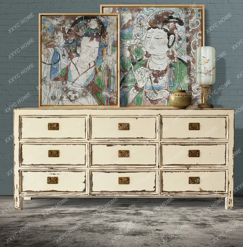 

Simple multi-functional tea cabinet Chinese solid wood dining side cabinet