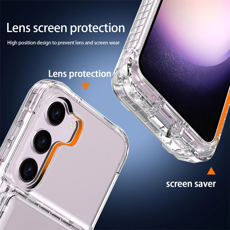 For Samsung S23 Ultra Flip Cover Clear Phone Case For Samsung S24 Wallet Card Insertion Shockproof Back Cover Protective Shell