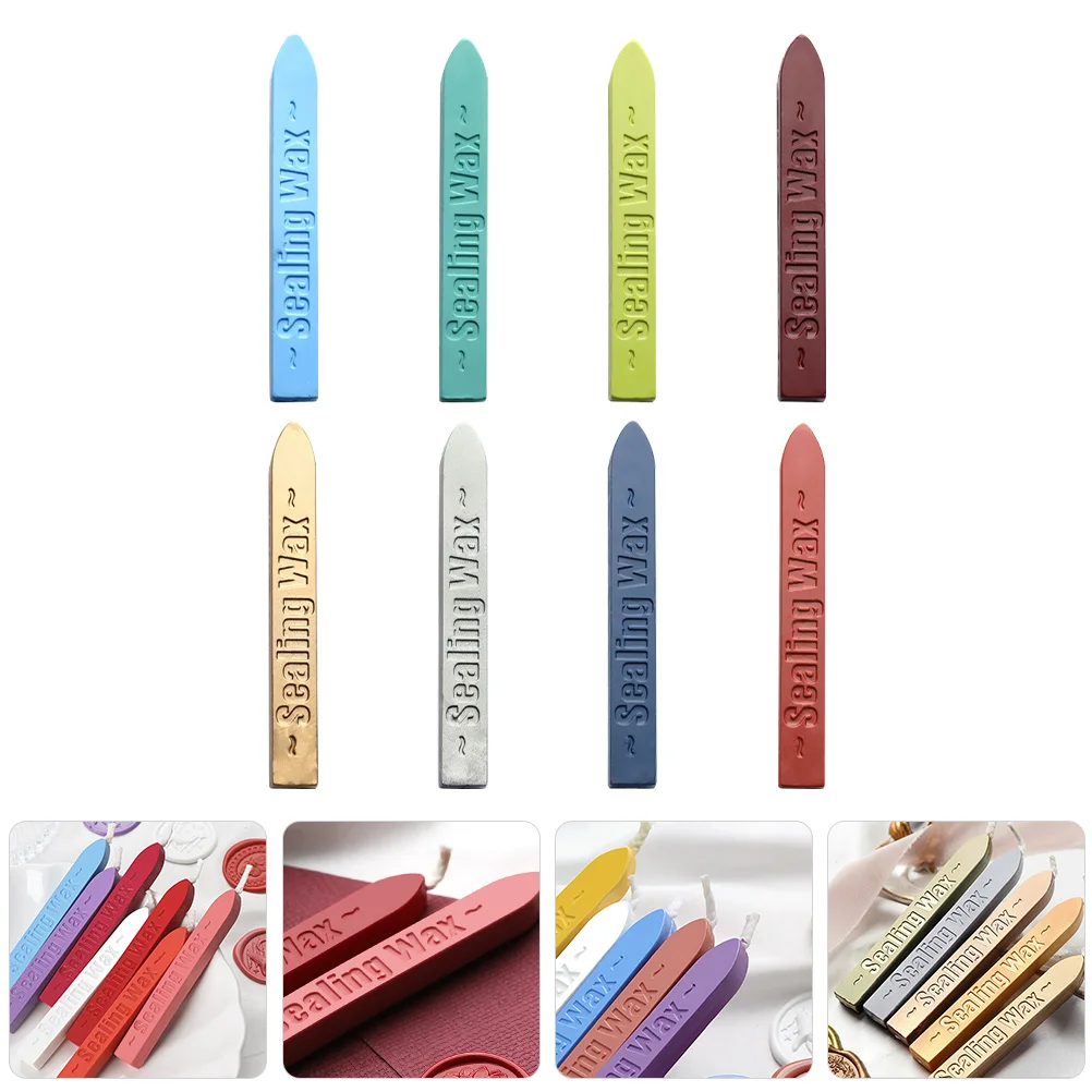 

8Pcs Fire Wax Sticks Seal for Envelopes Wedding Invitations DIY Craft Decor Sealing Wax Sticks with Wicks
