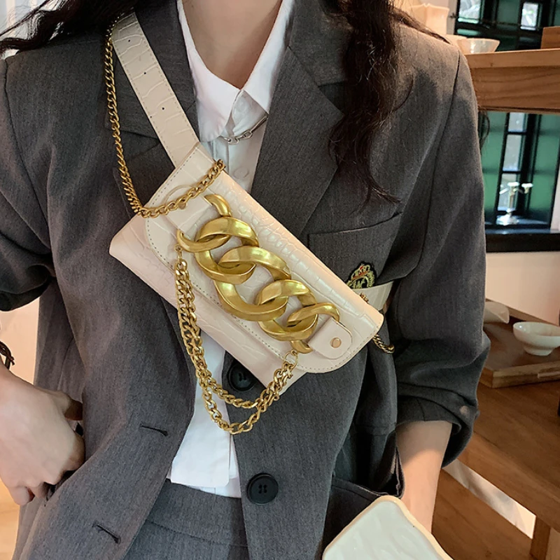 

Stone Chain Women's Bag 2025 Trend Fashion Leather Shoulder Bag Woman Luxury High Quality Sports Small Party Crossbody Chest Bag