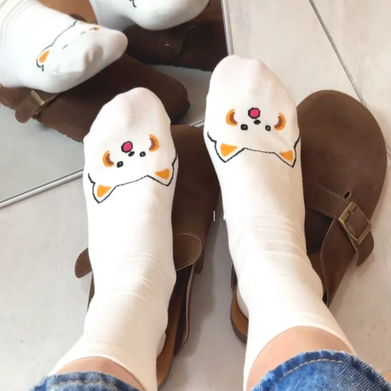 1-4 أزواج Kawaii جوارب بصور حيوانات للنساء الفتيات مضحك الكلب القط بعقب الكرتون لينة تنفس طاقم الجوارب منتصف أنبوب النوم الطابق Sockings #3