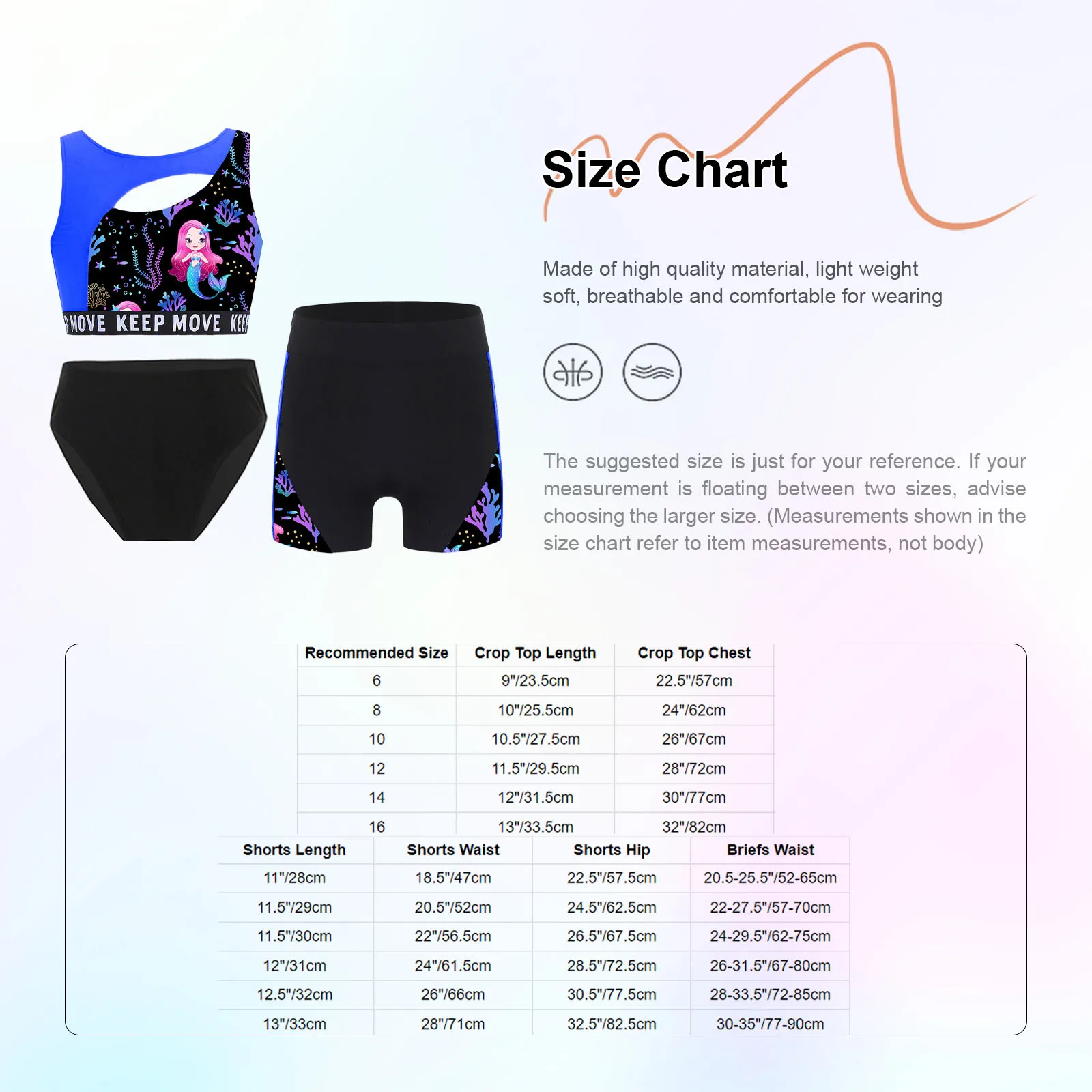 Kinder Mädchen Sommer Bade bekleidung setzt ärmellose bedruckte Bikini Crop Top mit elastischen Taille Slips und Shorts Mädchen Meerjungfrau Badeanzüge