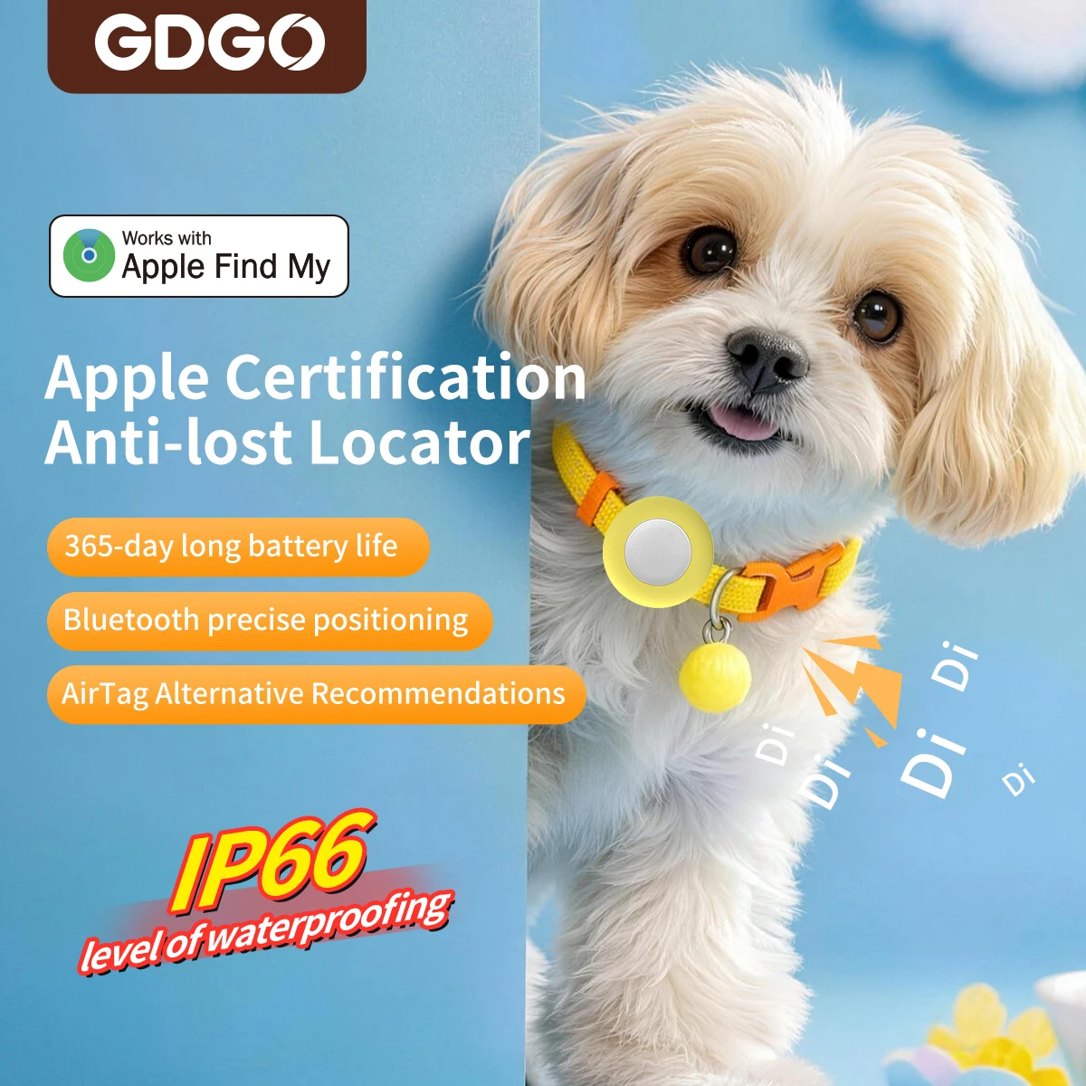

GDGO Новогодняя лимитированная серия: Водонепроницаемый регулируемый ошейник для кошек и собак с GPS-трекером Apple AirTag для предотвращения потери, а также браслет для отслеживания.