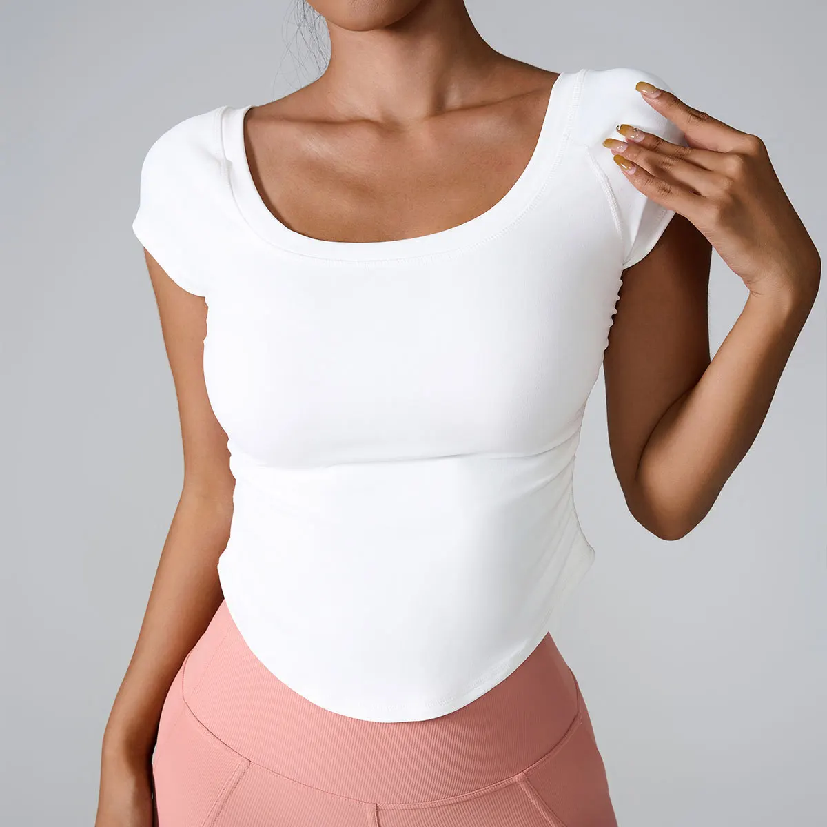 

Топы для йоги, женские спортивные топы для тренировок в тренажерном зале, быстросохнущие рубашки для йоги с короткими рукавами, повседневная спортивная футболка для бега на открытом воздухе, фитнеса